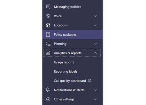 Dunkelblaue Menüleiste einer Softwareoberfläche, das verschiedene Optionen und Kategorien in einer vertikalen Liste anzeigt.