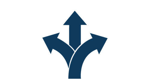 Icon Flexibilität Pfeile, die von einer in unerschiedliche Richtungen gehen