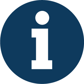 Icon Information Weißes "i" in blauem Kreis